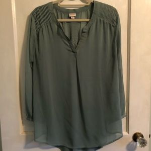 Sage Sheer Pin-Tucked Long Sleeve Dress Shirt